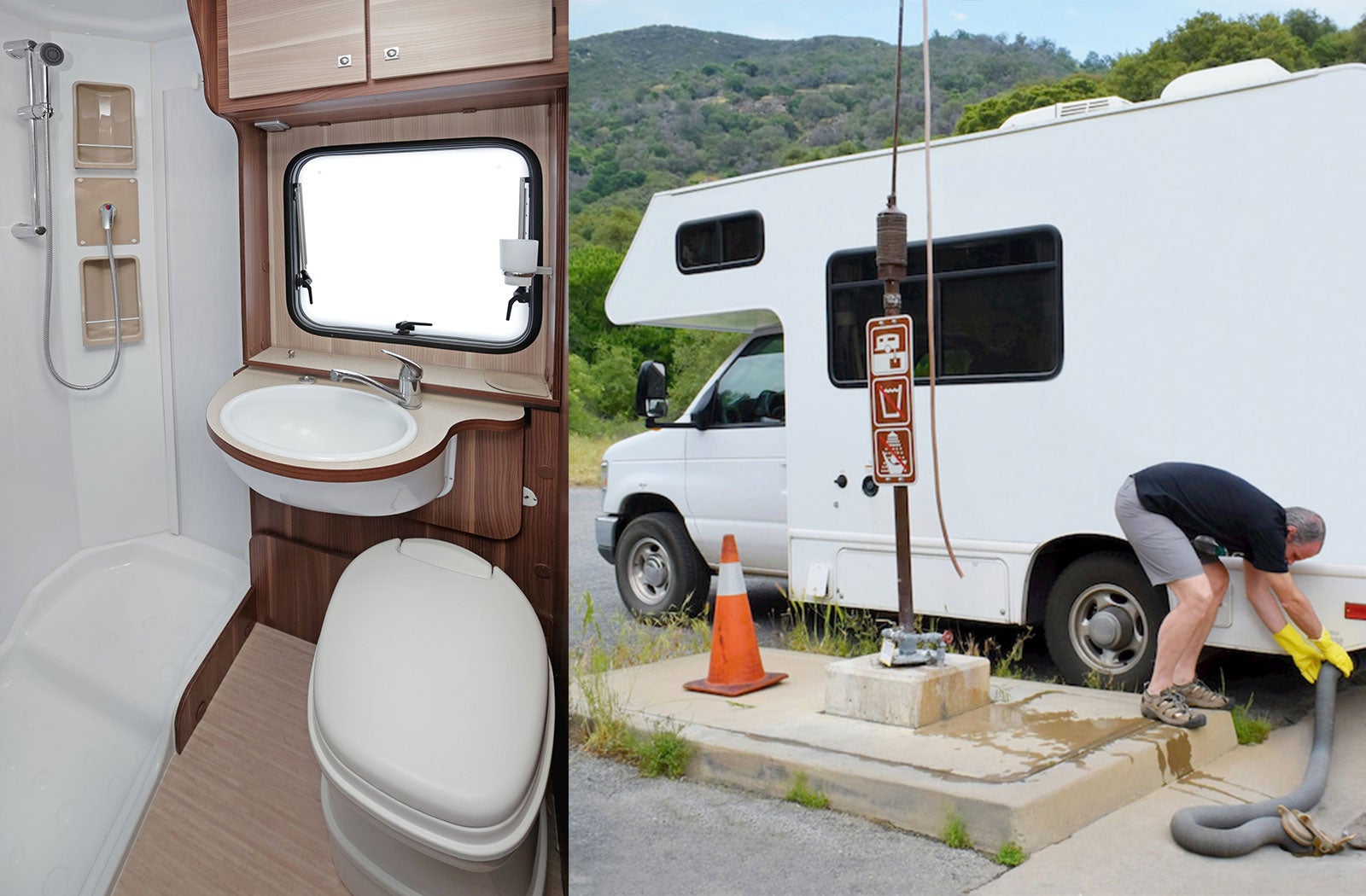 Portable RV/camper toilet and holding tank setup in Lawrence, Kansas